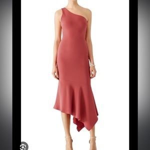 Cinq a Sept Dulcina Pink One Shoulder Asymmetric Maxi Dress